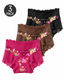 High Waist Floral Print Lace Trim Panties