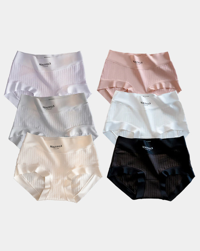 Breathable High-Waisted Ribbed Boyshort Panties