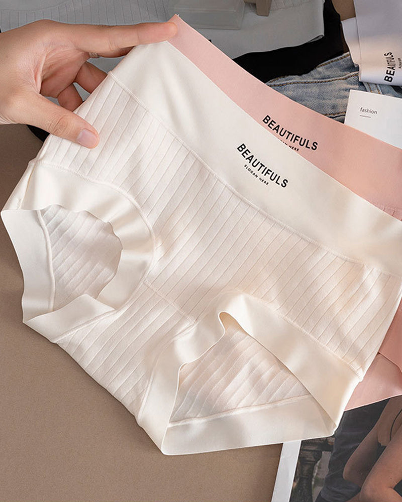 Breathable High-Waisted Ribbed Boyshort Panties