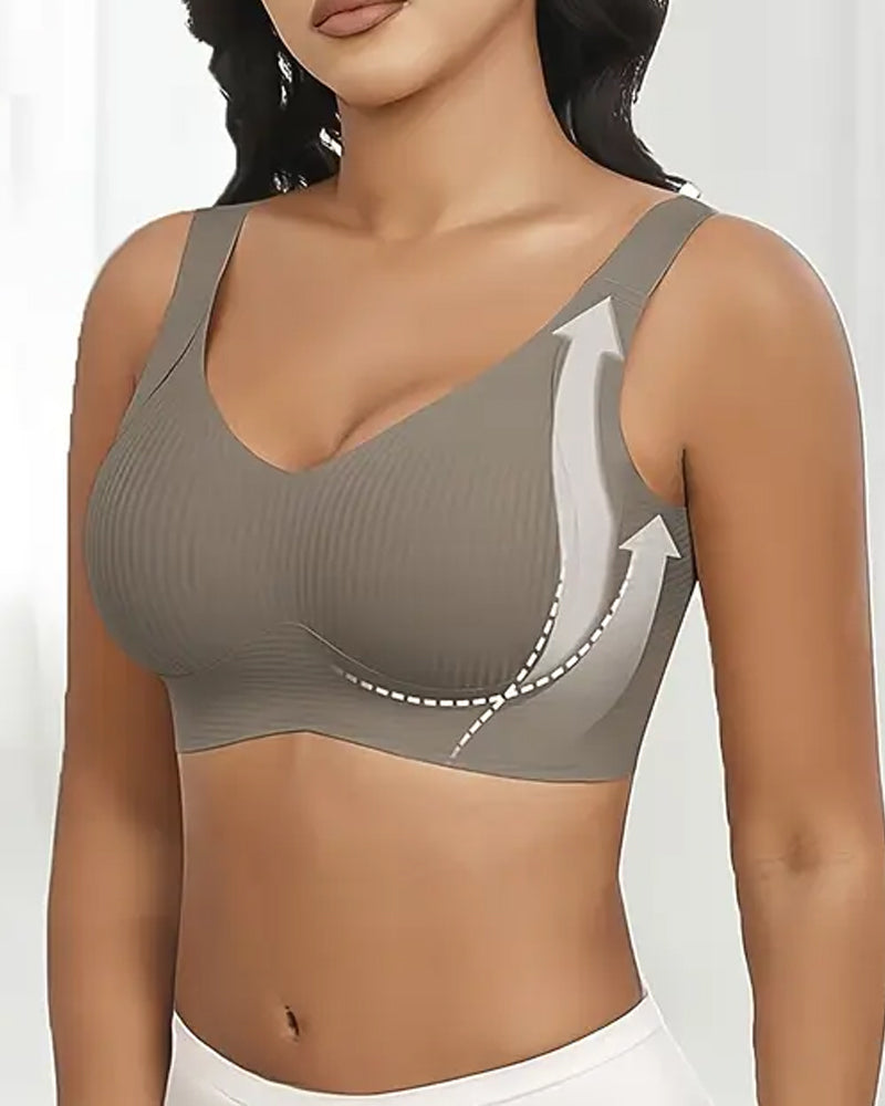 Wireless Lift Wide-Strap Seamless Support Bra