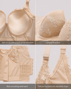 Push-Up Padded Floral Lace Longline Bra
