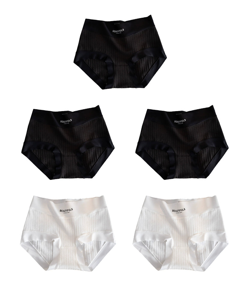 Breathable High-Waisted Ribbed Boyshort Panties