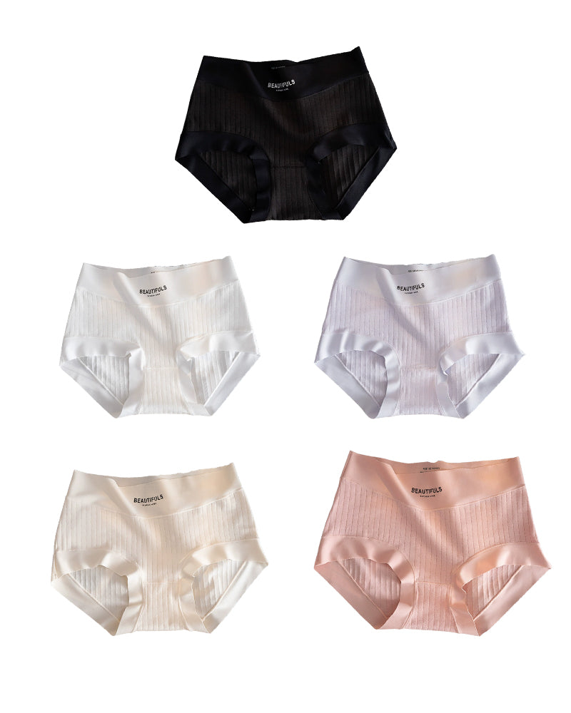 Breathable High-Waisted Ribbed Boyshort Panties