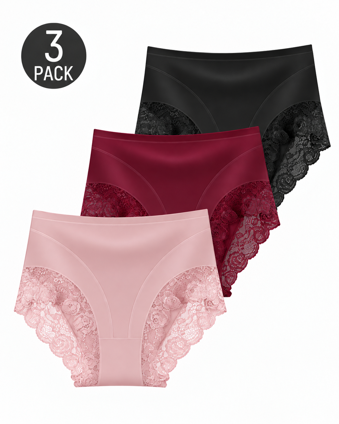Floral Lace Trim Full Coverage Panties