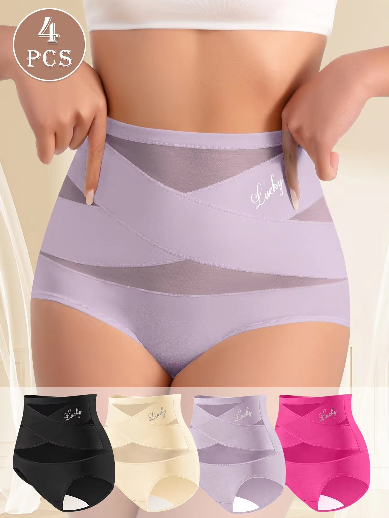 Tummy Control High-Waisted Mesh Shaping Panties