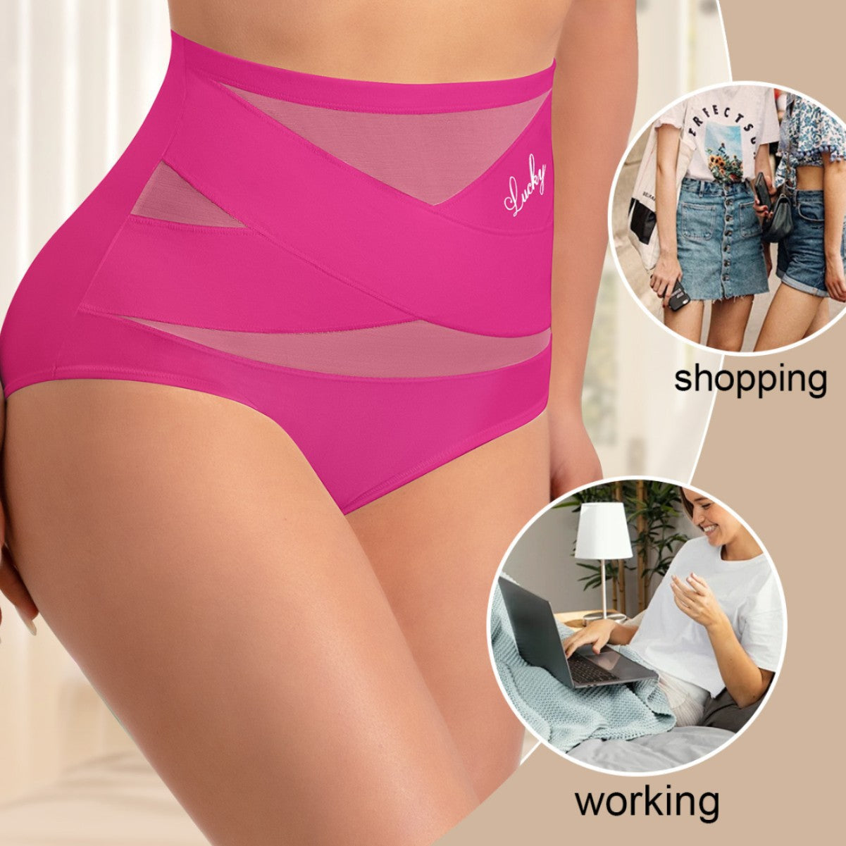 Tummy Control High-Waisted Mesh Shaping Panties