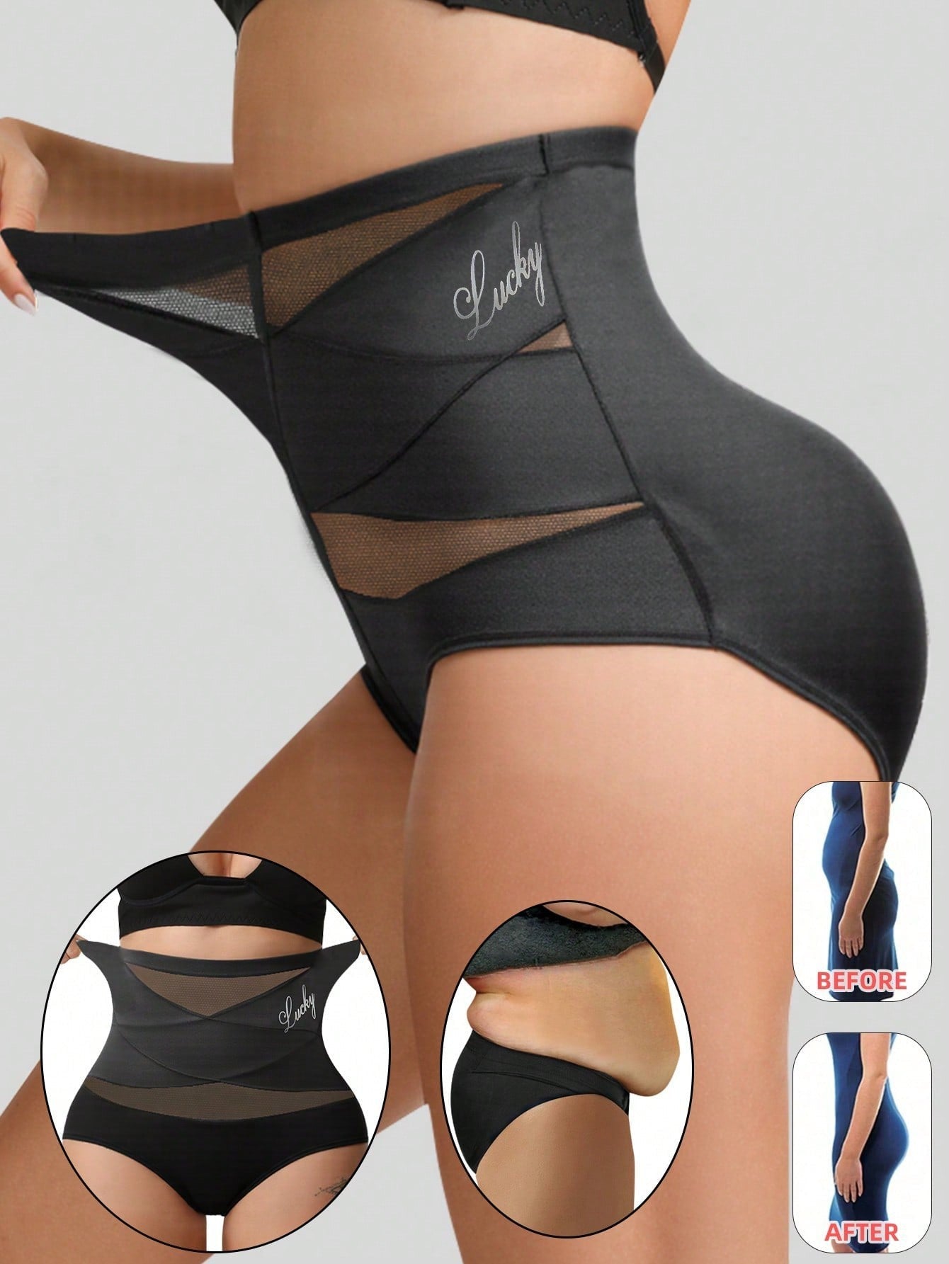 Tummy Control High-Waisted Mesh Shaping Panties