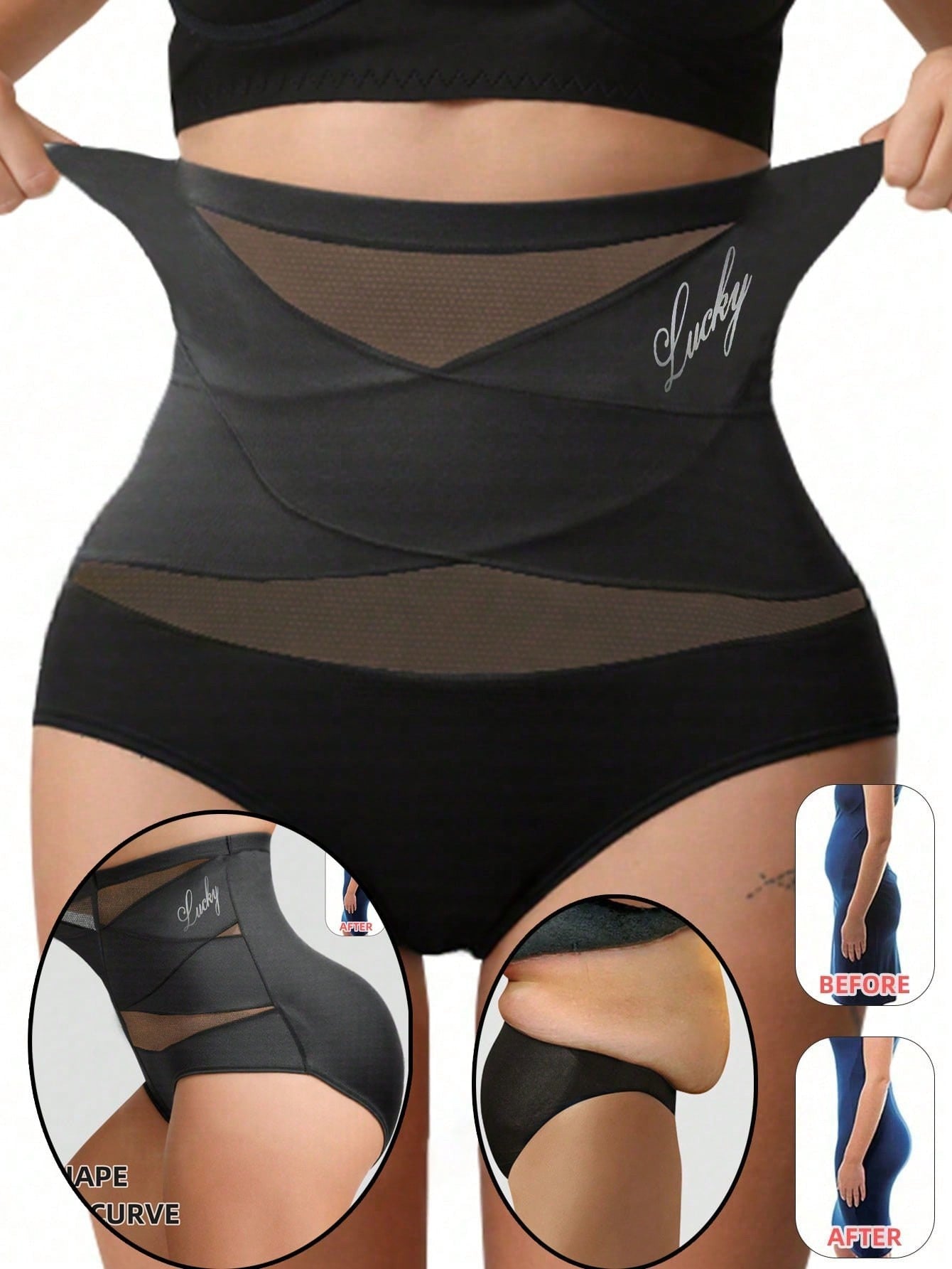 Tummy Control High-Waisted Mesh Shaping Panties