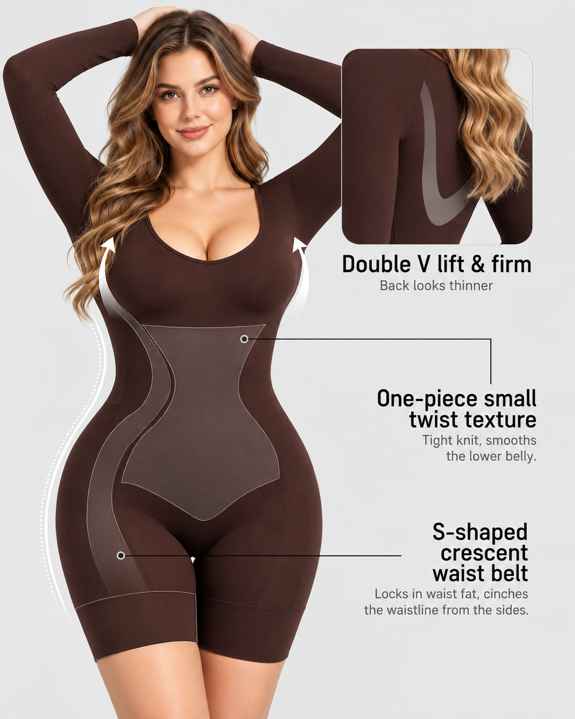 Long Sleeve Easy-Access Butt Lifting Bodyshaper