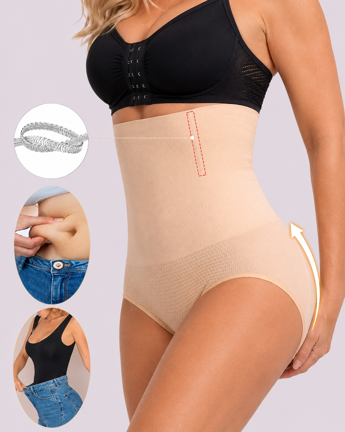 Waist-Slimming High-Rise Ribbed Butt-Lift Shaping Panties