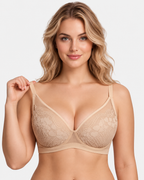 Floral Lace Plunge V-Neck Support Bra