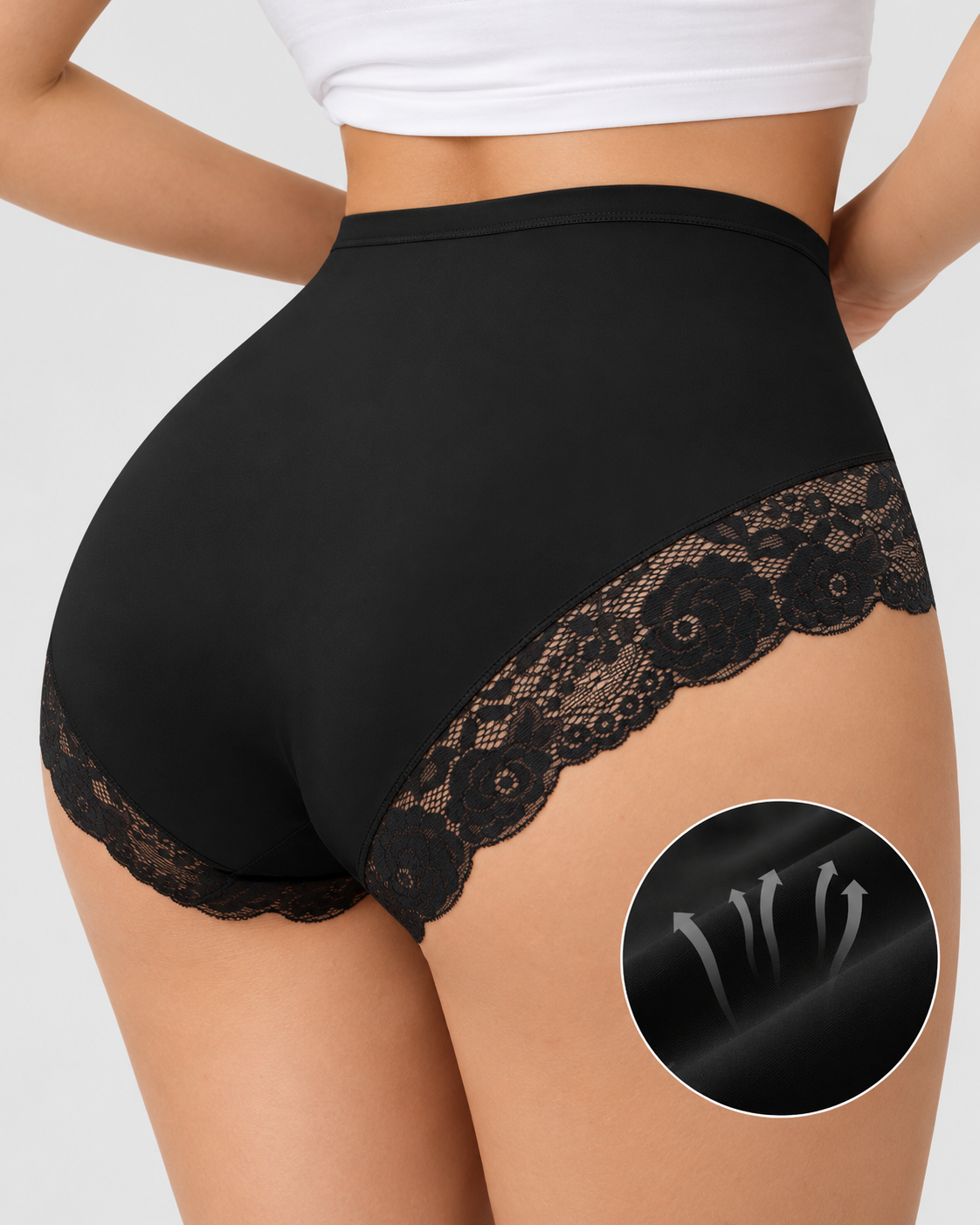 Floral Lace Trim Full Coverage Panties