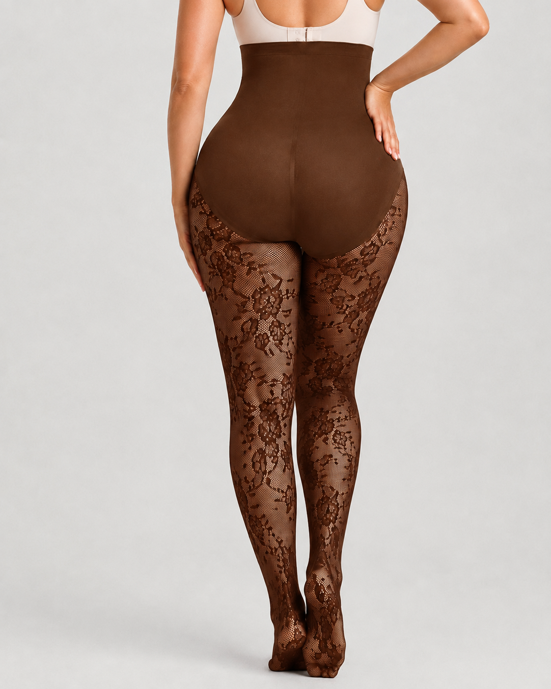 High Waist Control Tummy Lace Shaping Pantyhose