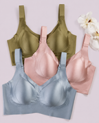 Wireless Lift Satin Wide-Strap Support Bra