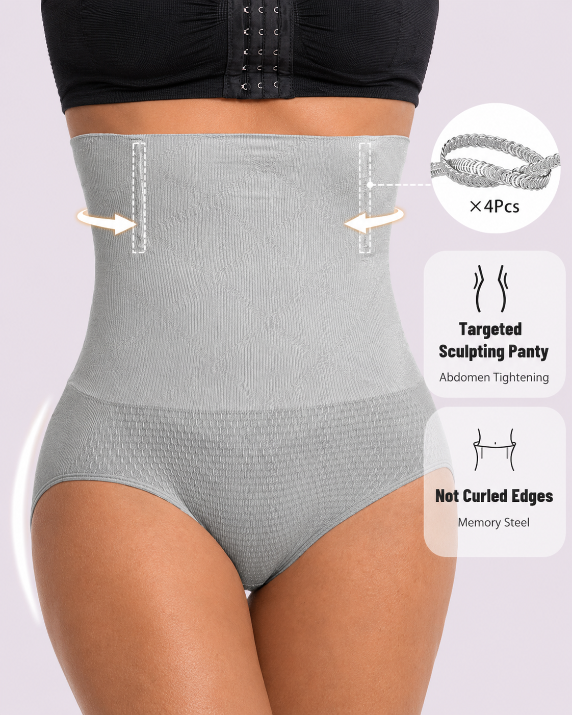 Waist-Slimming High-Rise Ribbed Butt-Lift Shaping Panties