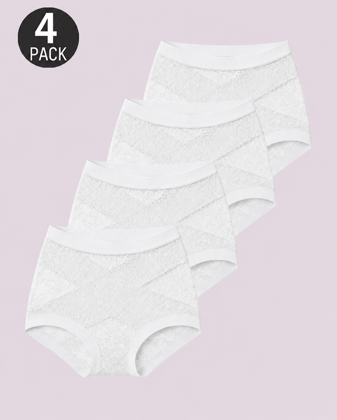 Tummy-Smoothing High-Waist Breathable Lace Briefs