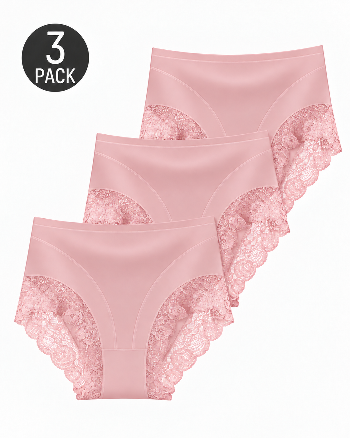 Floral Lace Trim Full Coverage Panties