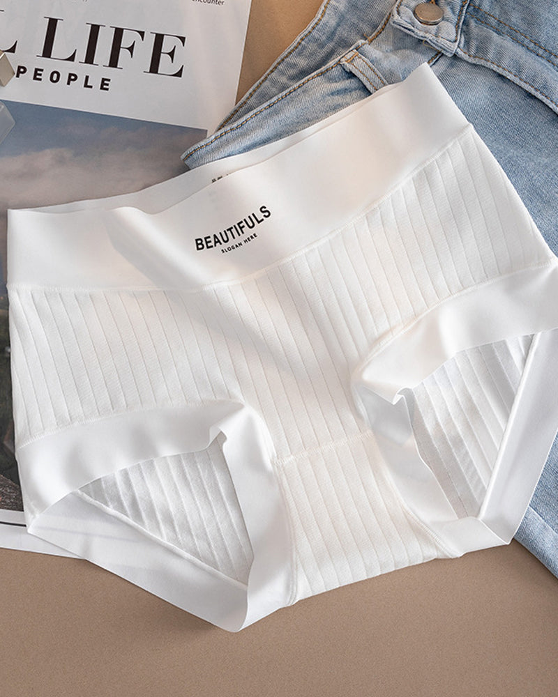 Breathable High-Waisted Ribbed Boyshort Panties Main image