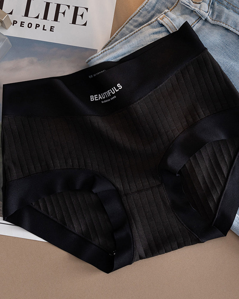 Breathable High-Waisted Ribbed Boyshort Panties