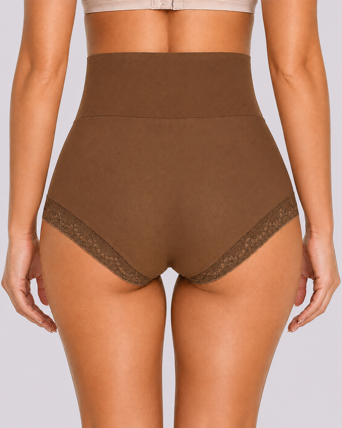 High Waist Tummy Control Lace Trim Shaping Panties