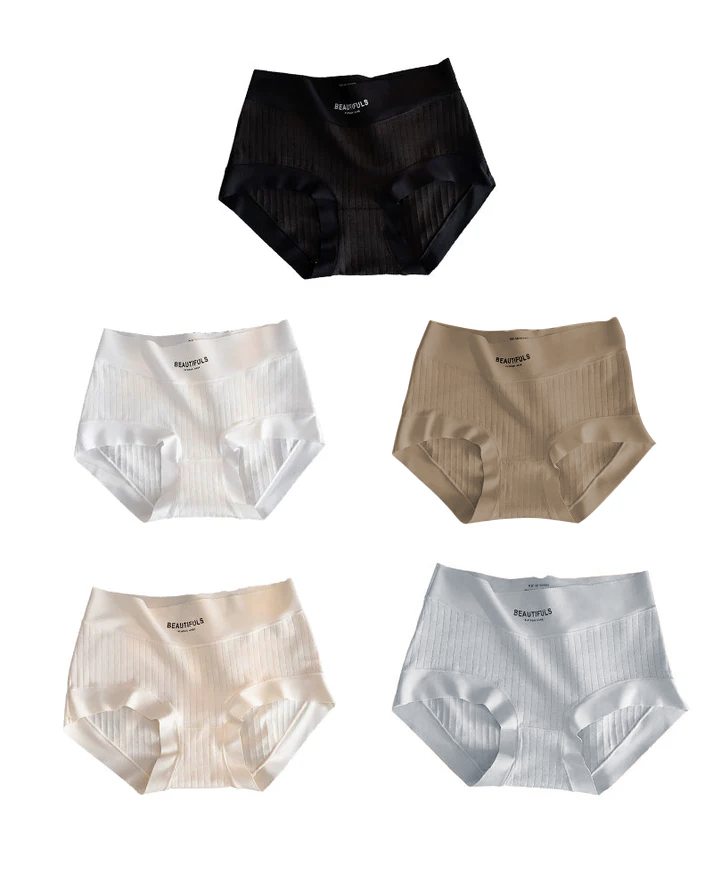 Breathable High-Waisted Ribbed Boyshort Panties