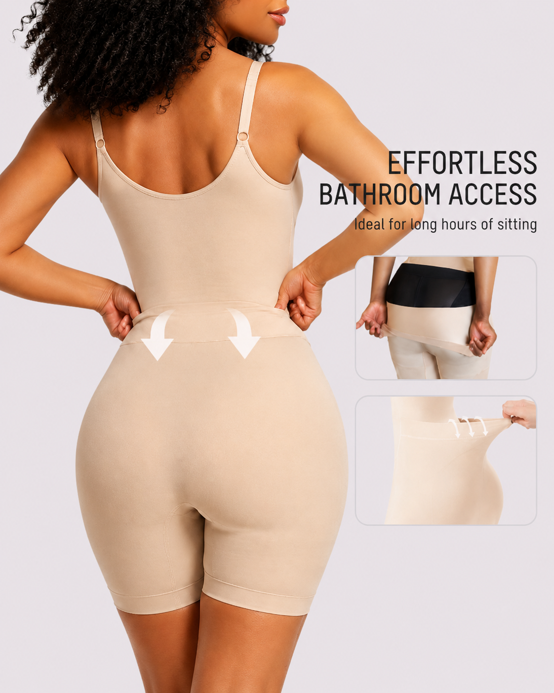 Bathroom-Easy Seamless Mid-Thigh Shapewear Bodysuit