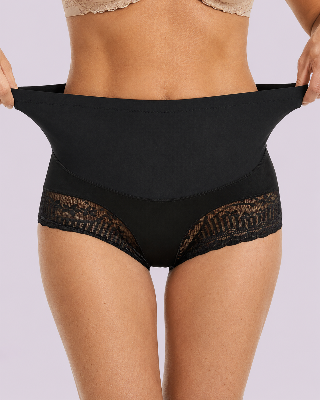 Tummy Control High-Waist Lace Panel Shaping Briefs
