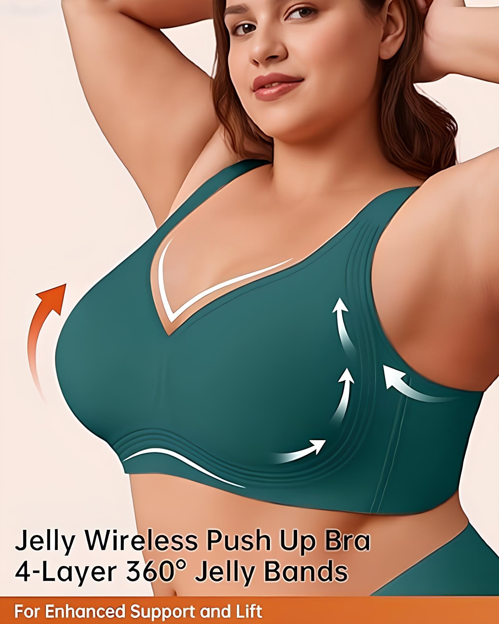 Wireless Lift Wide-Strap Seamless Jelly Support Bra