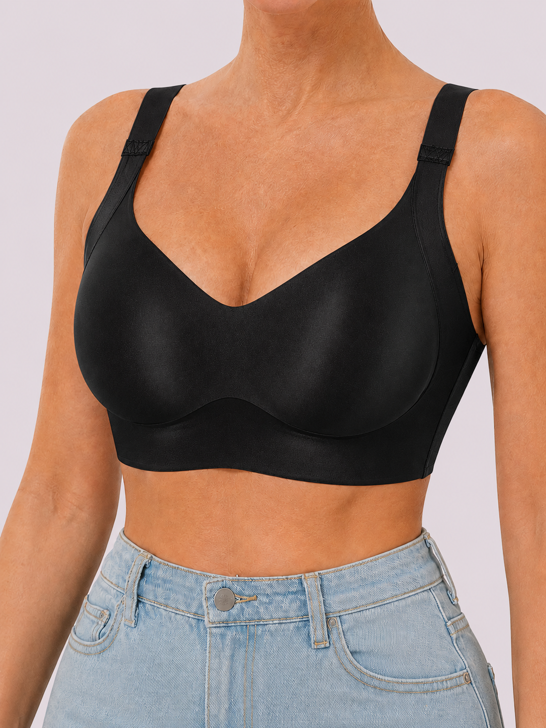 Wireless Lift Satin Wide-Strap Support Bra
