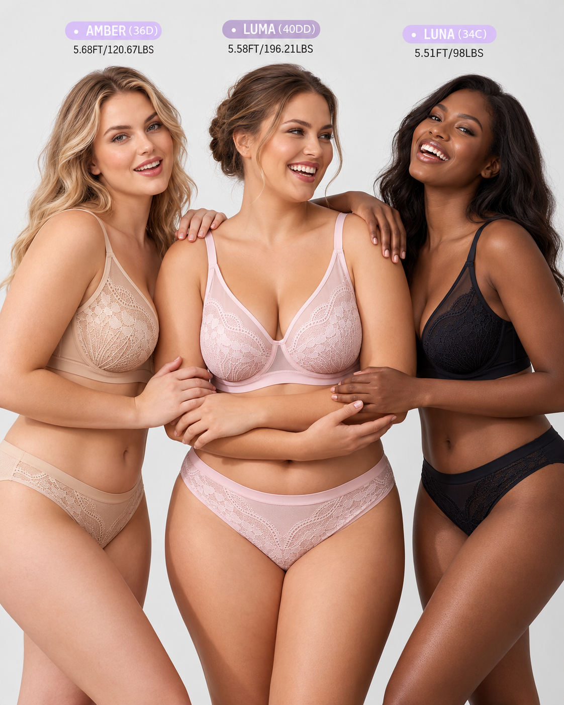 Floral Lace Plunge V-Neck Support Bra