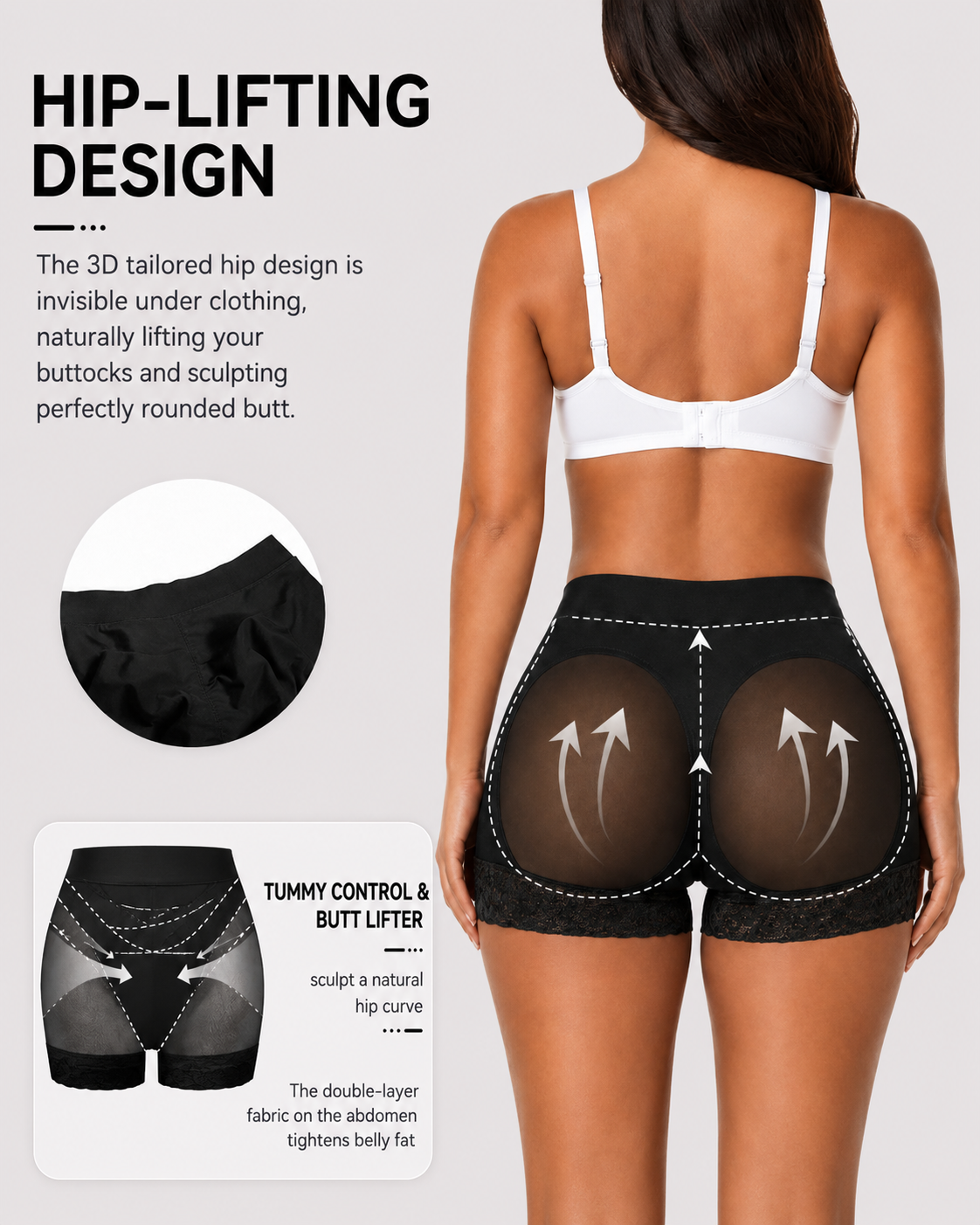 Seamless Butt Lifter Cross-Waist Lace Shaper Panty