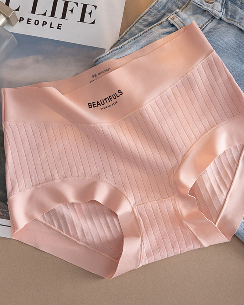 Breathable High-Waisted Ribbed Boyshort Panties