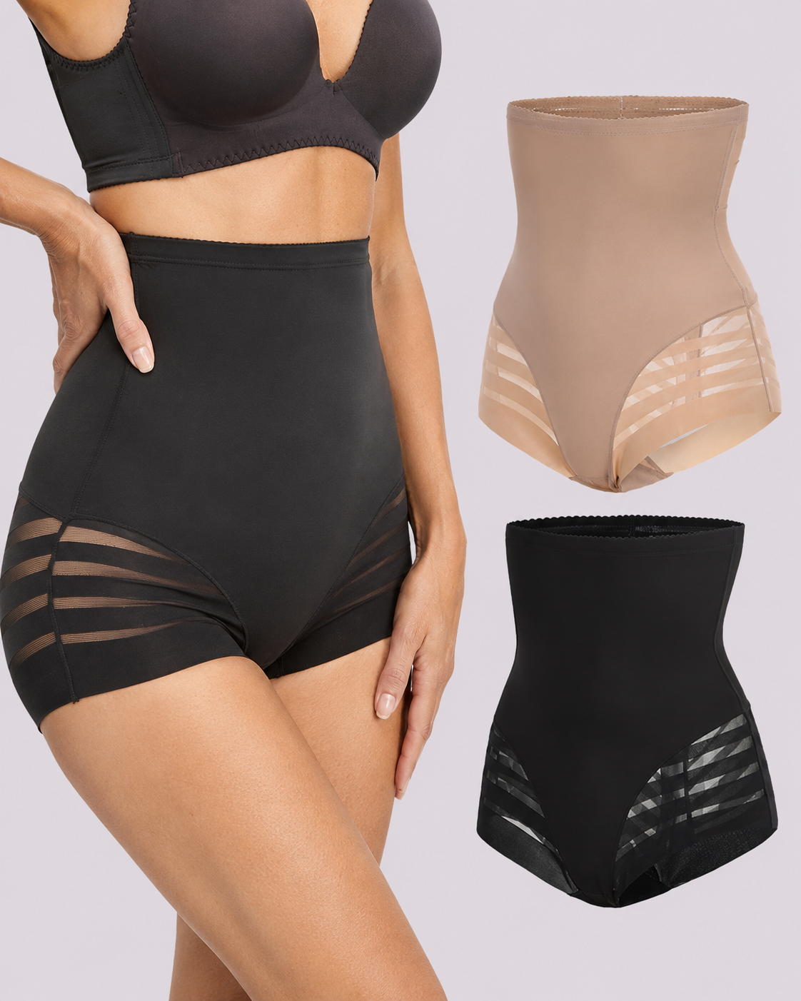 Waist-Sculpting High-Rise Mesh Butt-Lift Shaper Shorts