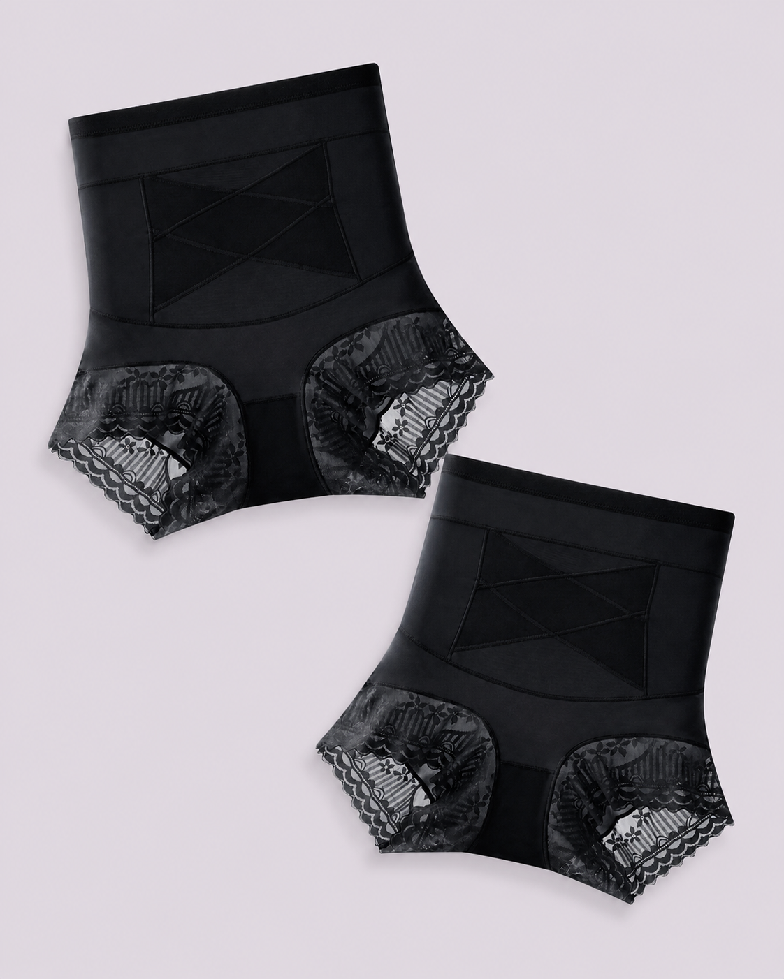 Tummy-Sculpting Cross-Compression High-Waist Lace Shaper Shorts