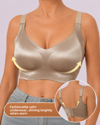Wireless Lift Satin Wide-Strap Support Bra