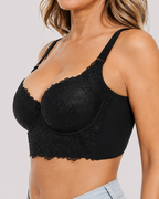 Push-Up Padded Floral Lace Longline Bra