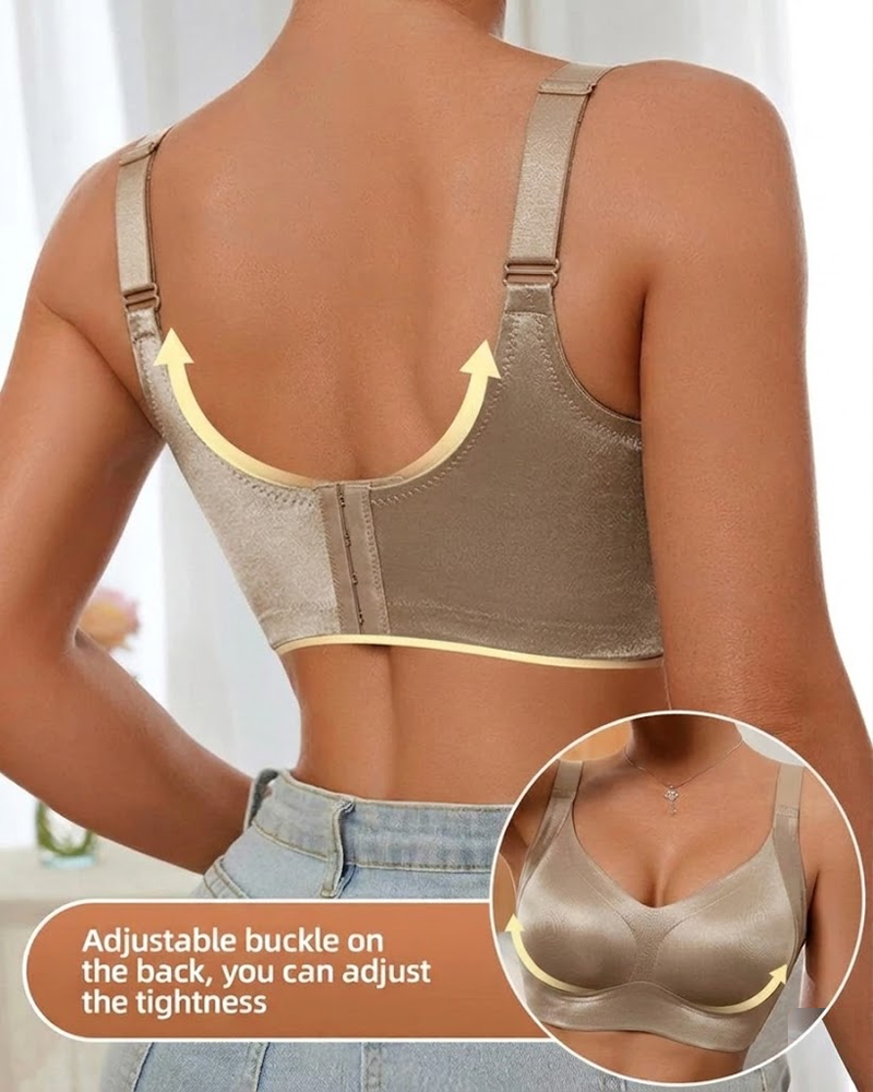Wireless Lift Satin Wide-Strap Support Bra