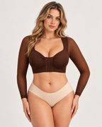 Back Smoothing Front-Closure Long-Sleeve Top