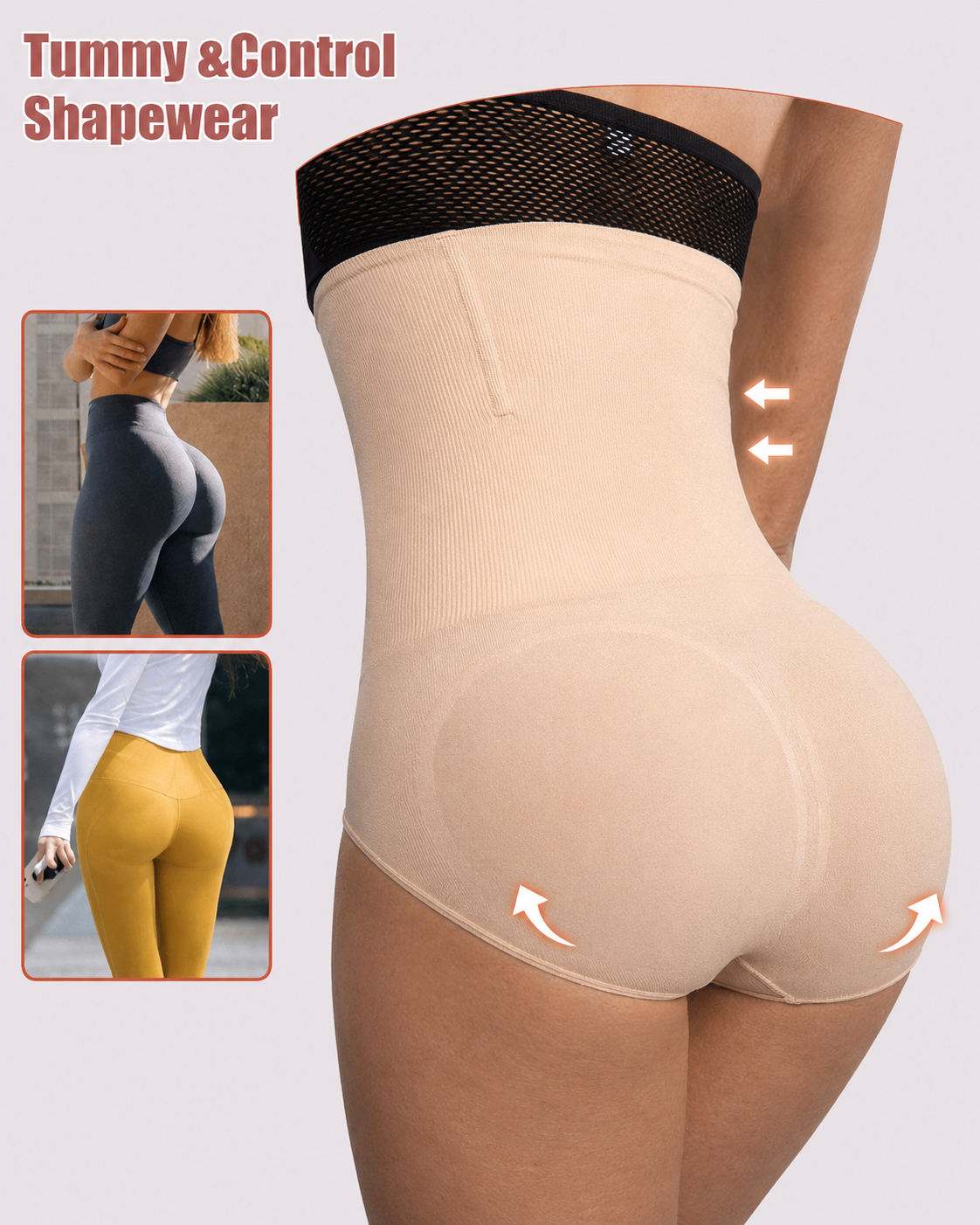 Waist-Slimming High-Rise Ribbed Butt-Lift Shaping Panties