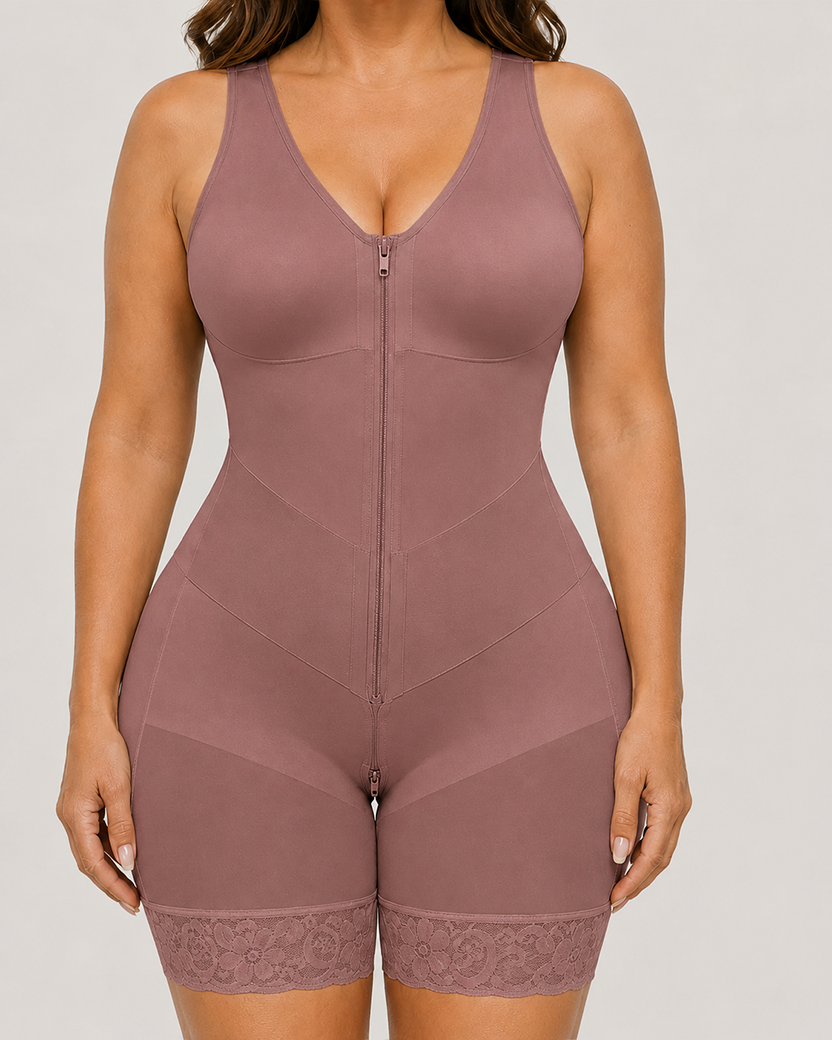 Tummy Control Mesh Lace Shapewear Bodysuit