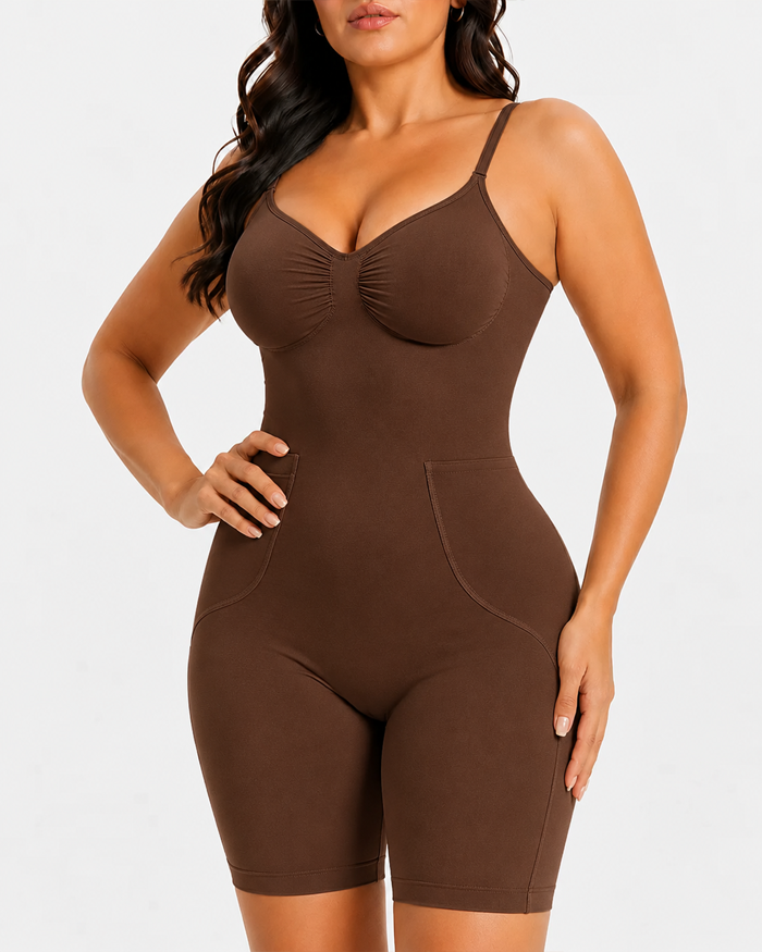 Seamless Back Pull-Down Tummy Control Bodysuit