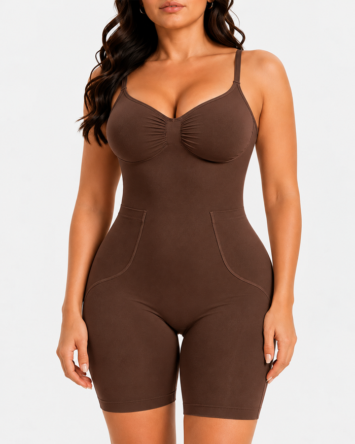 Seamless Back Pull-Down Tummy Control Bodysuit