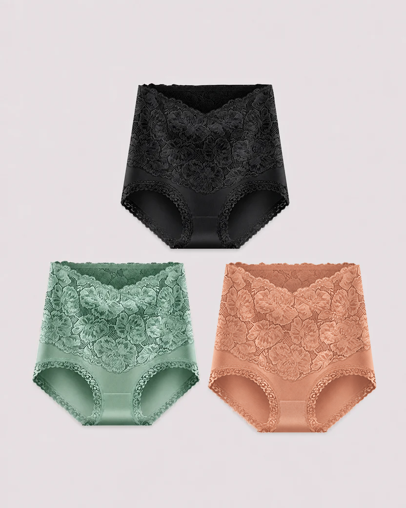 High Waist Tummy Control Lace Cotton Briefs