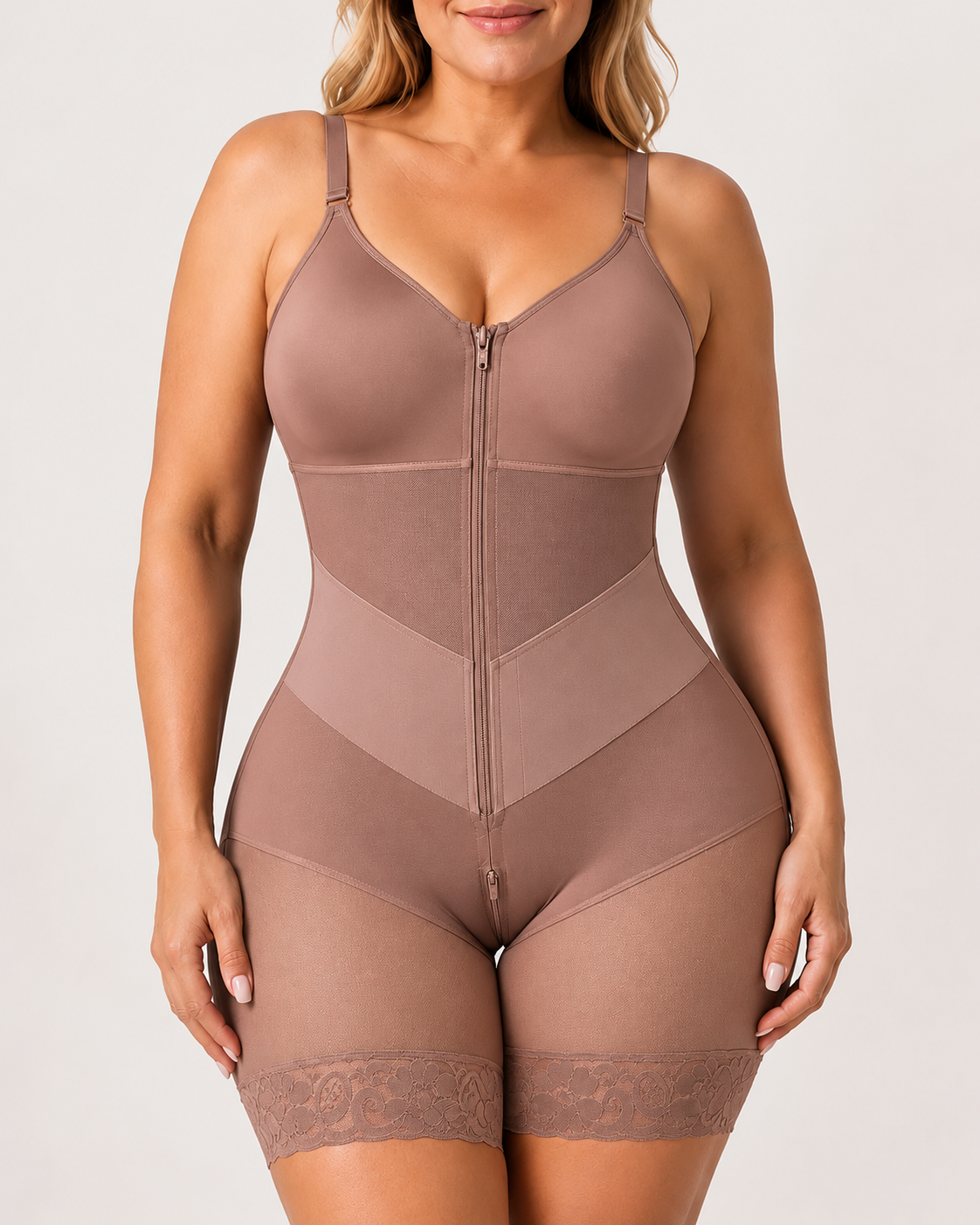 Full Body Shaping Lace Trim Shapewear Bodysuit