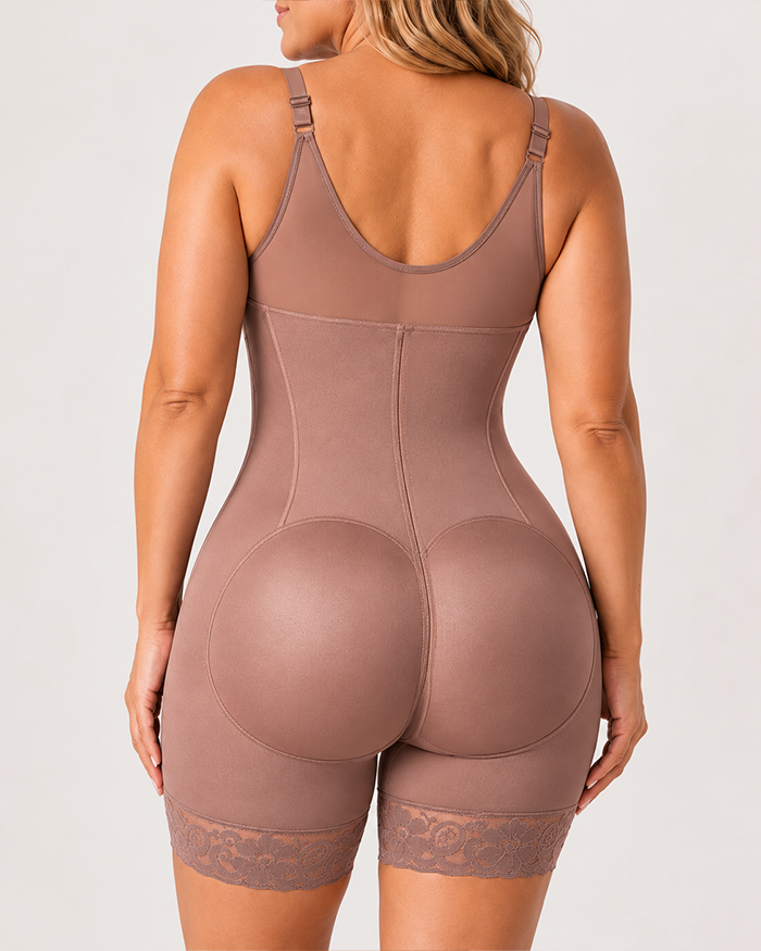 Full Body Shaping Lace Trim Shapewear Bodysuit