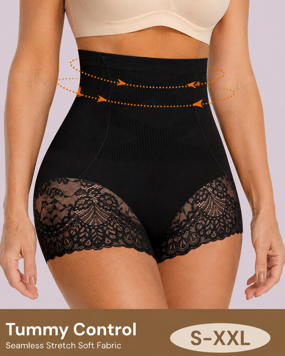High Waist Tummy Control Shapewear Underwear Seamless Elastic Lace Panties