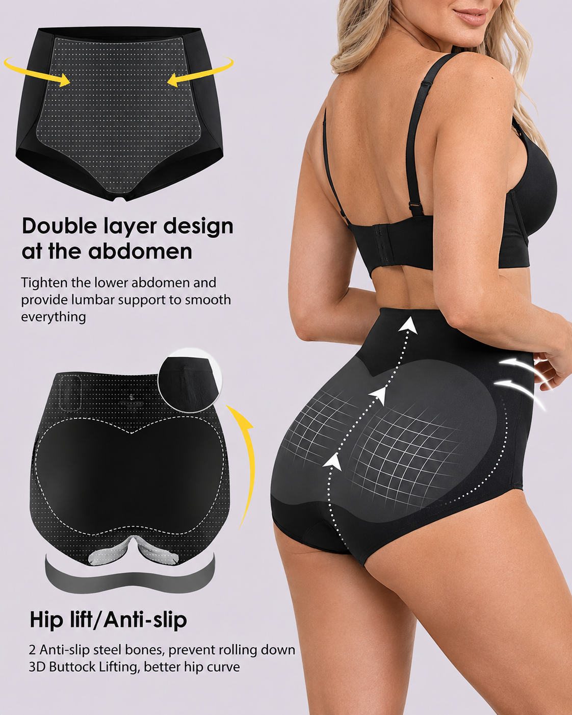 Butt-Lifting Double-Layer High-Waist Shaping Panties