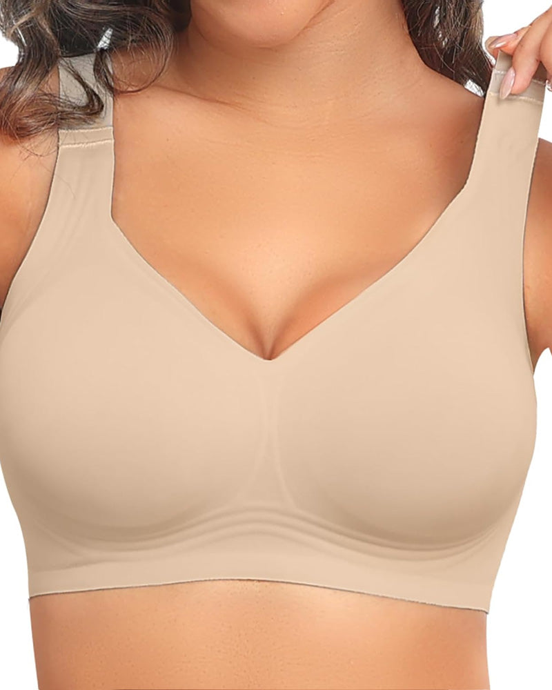 Wireless Lift Wide-Strap Seamless Jelly Support Bra