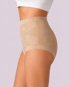 Tummy-Smoothing High-Waist Breathable Lace Briefs