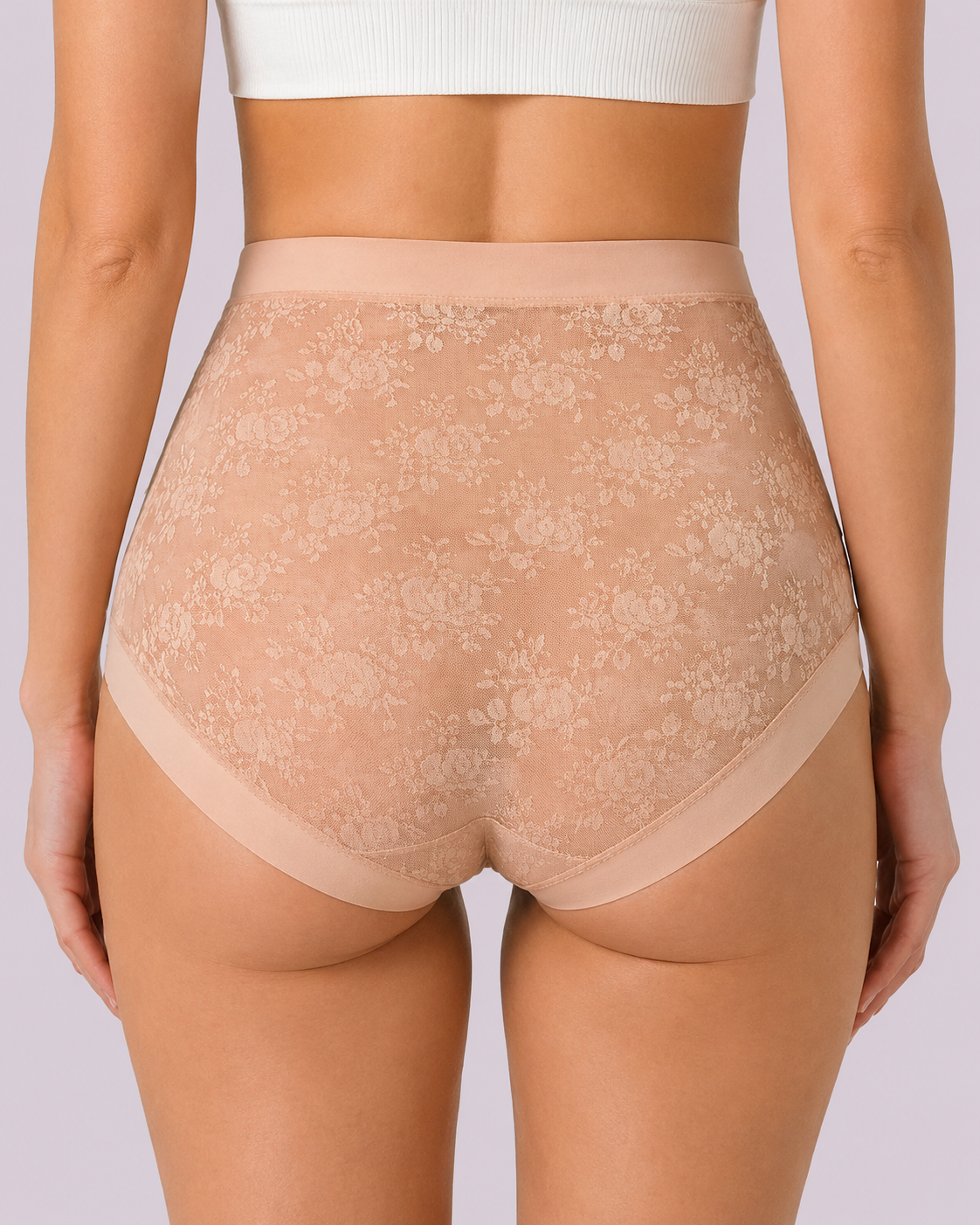 Tummy-Smoothing High-Waist Breathable Lace Briefs